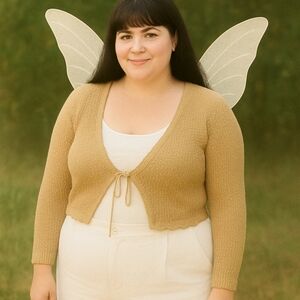 Cottagecore Fairy 2XL Cardigan Sweater Crochet Textured Knitwear